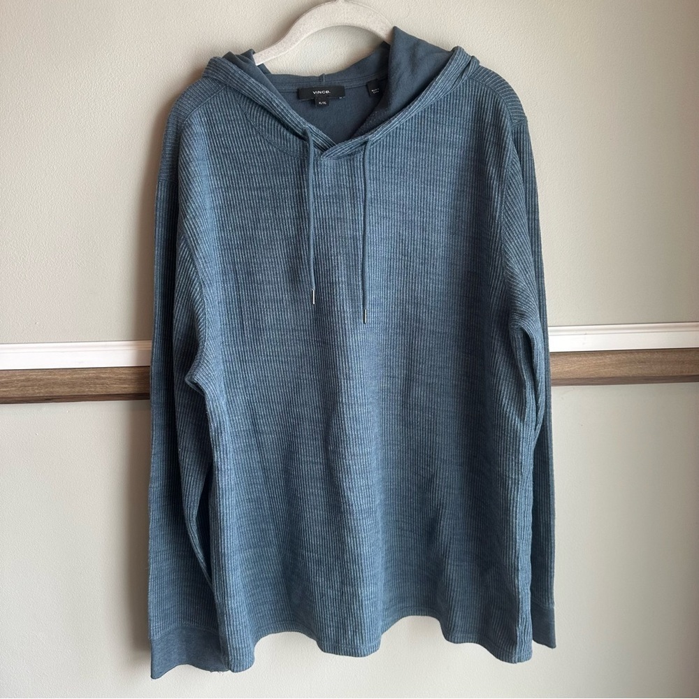 Vince Knit Pullover Thermal Long Sleeve Lightweight Blue Hoodie​​
